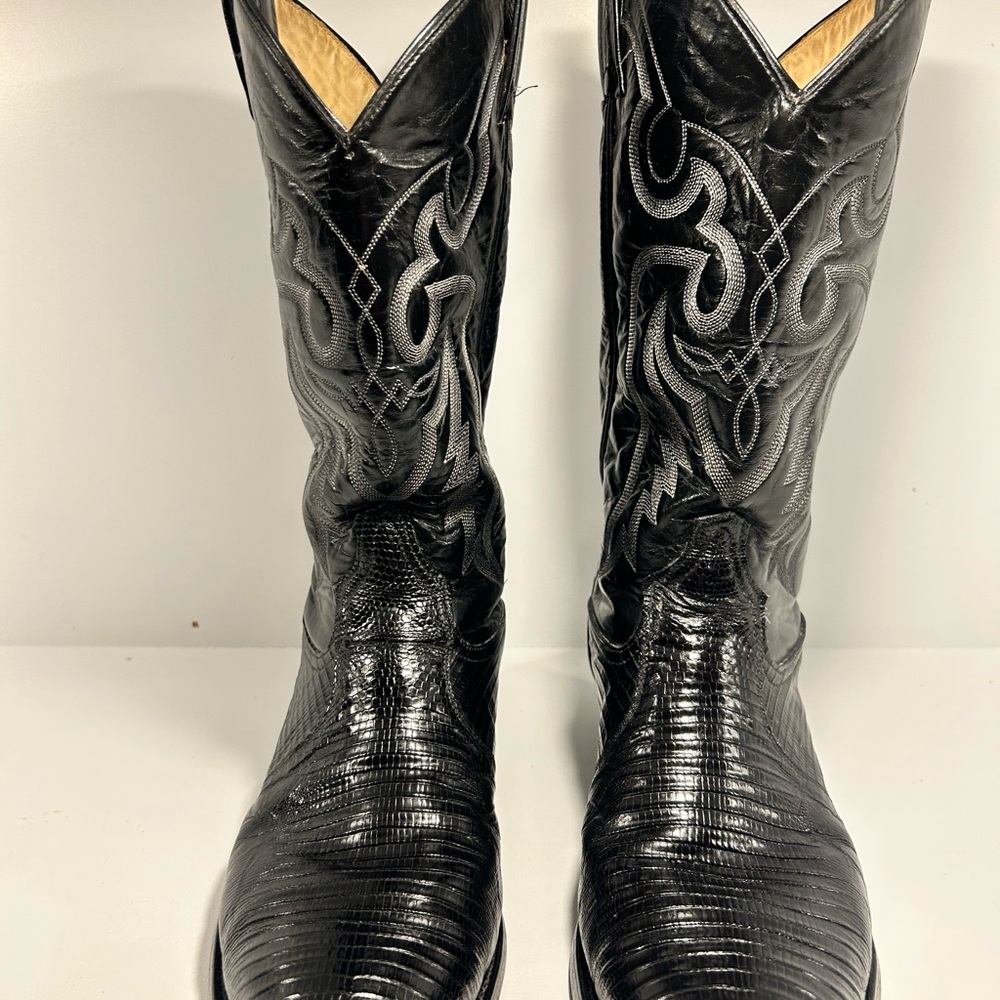 Tony Lama Men’s Black Lizard Skin Western Boots- Size 9.5 EE- USA Made- Exotic